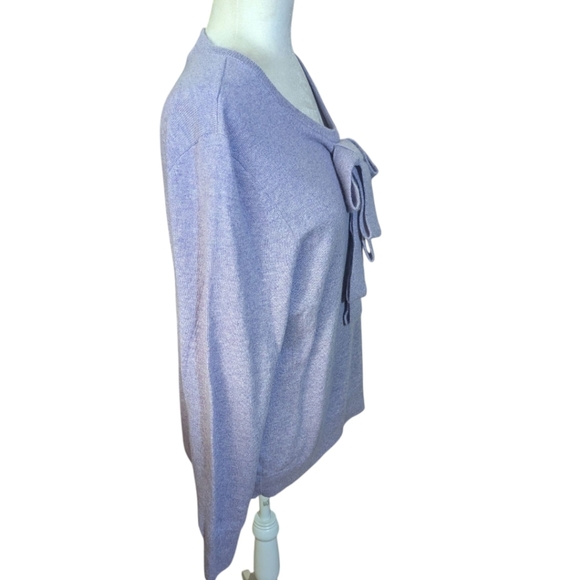 Lands' End  Cashmere Sweater Dusty Lilac Purple Tie Bodice Cozy  NWOT Sz L - Picture 2 of 10